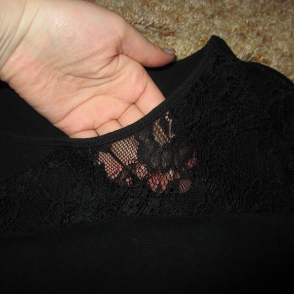 4/$20 |  Black Tunic Shirt with Lace - Picture 4 of 7